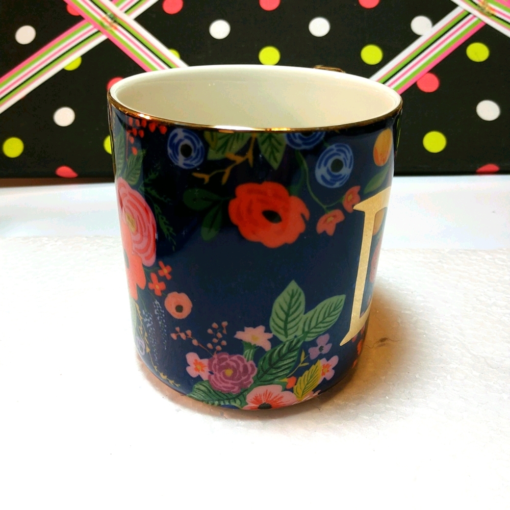 SOLD!! - 🆕 Anthropologie Floral Monogram D Cup/Mug - Picture 6 of 10
